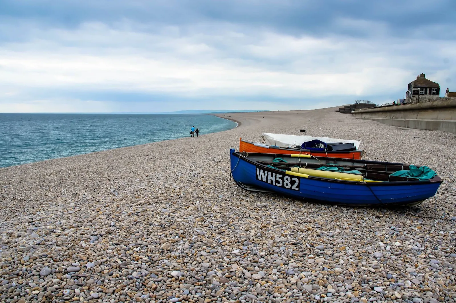 Boats on the beach on the East Sussex coast
